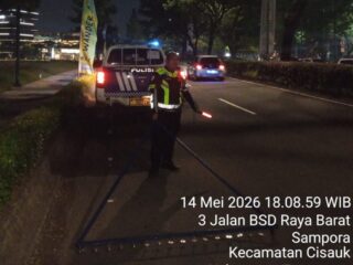 Pengguna Jalan Semakin Nyaman; Satlantas Polres Tangsel Rutin Menyisir Ranjau Paku